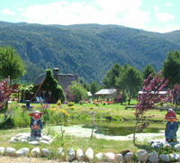 Lago rodeado de pequeos duendes